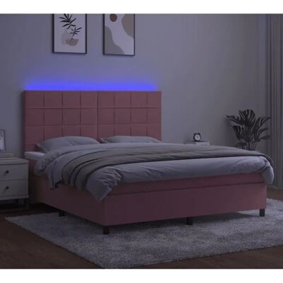 vidaXL Rosa Samtbett mit LED & Matratze - Bettart vidaXL Rosa Samtbett mit LED & Matratze - Bettart