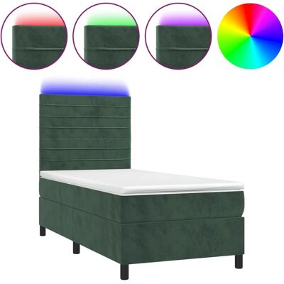 Vidaxl Dunkelgrüne Samtbetten mit LED - Bett Vidaxl Dunkelgrüne Samtbetten mit LED - Bett