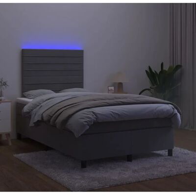 vidaXL Bettgestell mit LED-Leuchten - 120x200 cm - Dunkelgrau vidaXL Bettgestell mit LED-Leuchten - 120x200 cm - Dunkelgrau