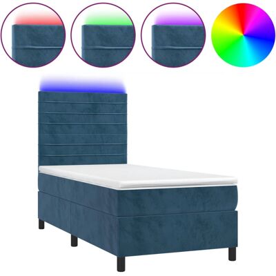vidaXL Bett mit LED - 140x190cm - Dunkelblau - Samt vidaXL Bett mit LED - 140x190cm - Dunkelblau - Samt