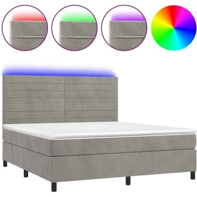 Maisonchic Hellgraues Samtbett mit LED - Bett Maisonchic Hellgraues Samtbett mit LED - Bett