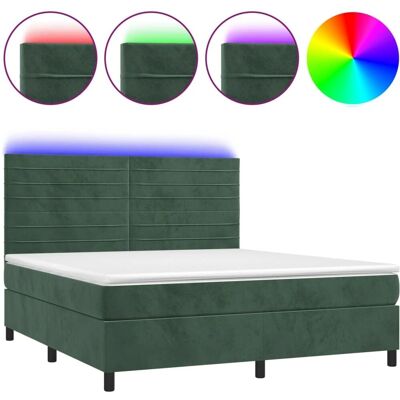 vidaXL Dunkelgrünes Samtbetttbett mit Matratze & LED - Bettart vidaXL Dunkelgrünes Samtbetttbett mit Matratze & LED - Bettart