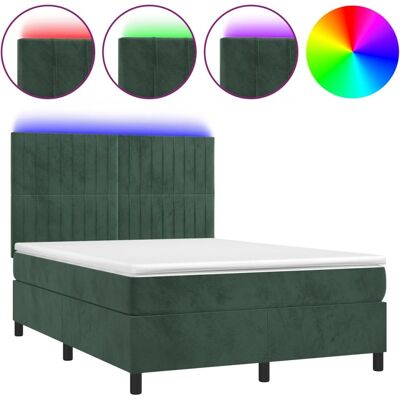 vidaXL Samtbett mit LED, 140x190cm, Grün, Verstellbares Kopfteil - Bett mit Matratze vidaXL Samtbett mit LED, 140x190cm, Grün, Verstellbares Kopfteil - Bett mit Matratze