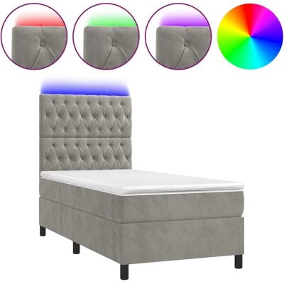vidaXL Hellgraues Samtbetten mit LED 80x200cm - Bett vidaXL Hellgraues Samtbetten mit LED 80x200cm - Bett