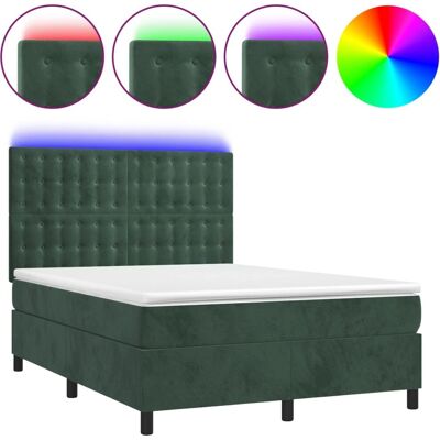 vidaXL Dunkelgrünes Samtbett mit LED - Bett vidaXL Dunkelgrünes Samtbett mit LED - Bett