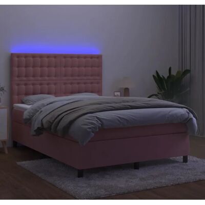 vidaXL Rosa Samt Bett mit LED - Bett vidaXL Rosa Samt Bett mit LED - Bett