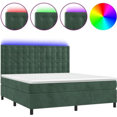 vidaXL Bett mit LED und Samtstoff - Dunkelgrün vidaXL Bett mit LED und Samtstoff - Dunkelgrün