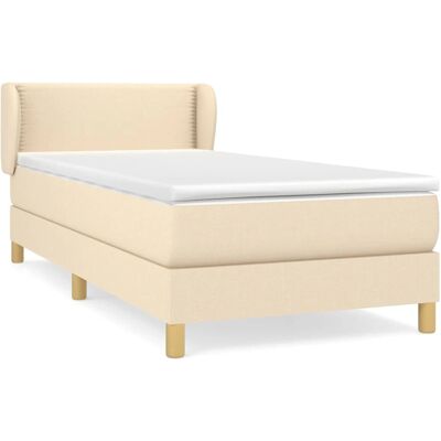vidaXL Bett mit Matratze - Creme, Verstellbares Kopfteil, Taschenfederkern vidaXL Bett mit Matratze - Creme, Verstellbares Kopfteil, Taschenfederkern