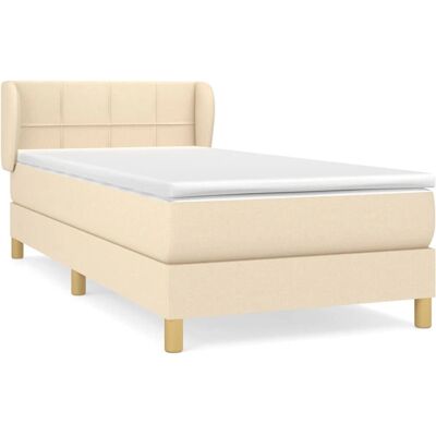 VidaXL Bett - Verstellbares Kopfteil - Taschenfederkernmatratze - Creme - Bett VidaXL Bett - Verstellbares Kopfteil - Taschenfederkernmatratze - Creme - Bett