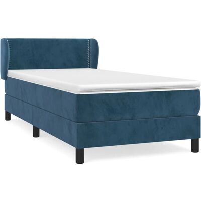 VidaXL Bett - Dunkelblau - Samt - Verstellbares Kopfteil - 100x200 cm VidaXL Bett - Dunkelblau - Samt - Verstellbares Kopfteil - 100x200 cm