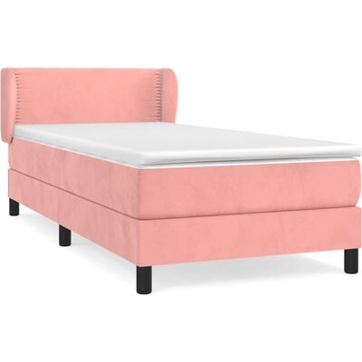 VidaXL Bett - Rosa Samt mit Taschenfederkern - Einzelbett VidaXL Bett - Rosa Samt mit Taschenfederkern - Einzelbett