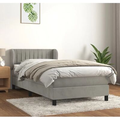 Maison Chic Eenpersoonsbed, pocketveringmatras met fluweel, lichtgrijs - Bed Maison Chic Eenpersoonsbed, pocketveringmatras met fluweel, lichtgrijs - Bed