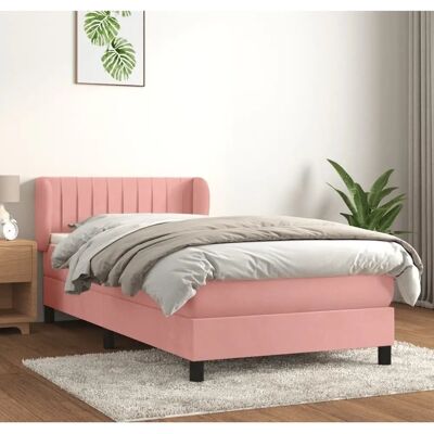 vidaXL Rosa Samt Bett mit Matratze - Bett vidaXL Rosa Samt Bett mit Matratze - Bett