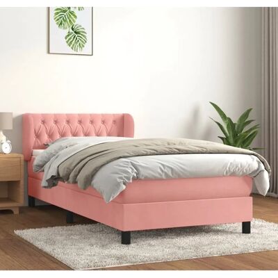vidaXL Rosa Sammetbett mit Taschenfederkernmatratze - Bett vidaXL Rosa Sammetbett mit Taschenfederkernmatratze - Bett