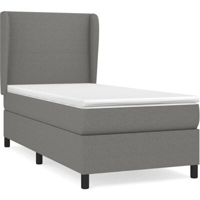 vidaXL Dunkelgraues Einzelbett mit verstellbarem Kopfteil & Pocketfeder-Matratze - Bett vidaXL Dunkelgraues Einzelbett mit verstellbarem Kopfteil & Pocketfeder-Matratze - Bett