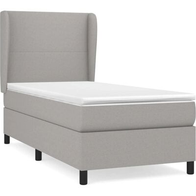 vidaXL 3127765 Graues Stoff-Einzelbett mit Matratze vidaXL 3127765 Graues Stoff-Einzelbett mit Matratze