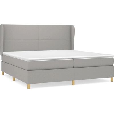 vidaXL Hellgraues 200x200cm Bett mit Matratze & Kopfteil - Bett vidaXL Hellgraues 200x200cm Bett mit Matratze & Kopfteil - Bett