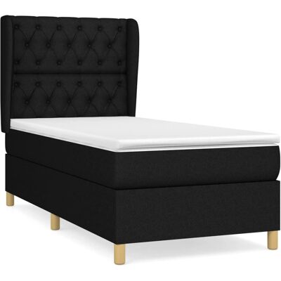 vidaXL Knopfhef Bett - Schwarz, 90x190cm, Modern vidaXL Knopfhef Bett - Schwarz, 90x190cm, Modern