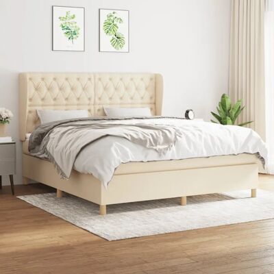 VidaXL - Doppelbett mit Boxspring & Matratze - Creme - Bett VidaXL - Doppelbett mit Boxspring & Matratze - Creme - Bett