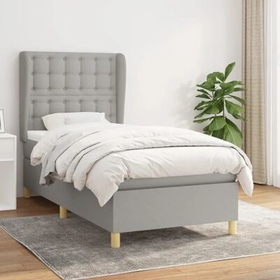 Cama gris claro con colchón de resortes - Cama Cama gris claro con colchón de resortes - Cama