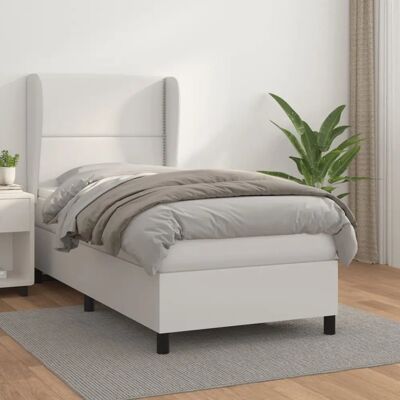 vidaXL Bett mit Matratze - Weiß, 200x200cm, Boxspring, Kunstleder vidaXL Bett mit Matratze - Weiß, 200x200cm, Boxspring, Kunstleder