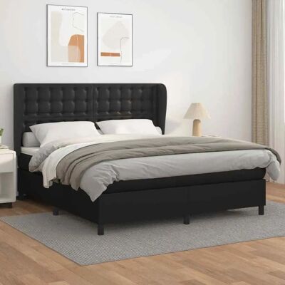 MaisonChic - Modell 160x200cm Schwarzes Kunstlederbett - Bettgestell & Matratze MaisonChic - Modell 160x200cm Schwarzes Kunstlederbett - Bettgestell & Matratze