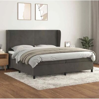 Maison Chic Donkergrijze Fluwelen Bed - Bed Maison Chic Donkergrijze Fluwelen Bed - Bed