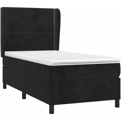 MAISONCHIC Schwarzes Samtbett mit Matratze und Kopfteil - Bett MAISONCHIC Schwarzes Samtbett mit Matratze und Kopfteil - Bett