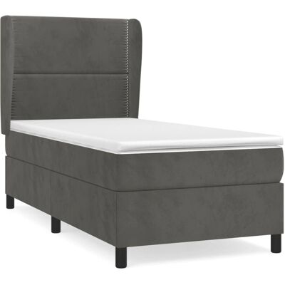 vidaXL Boxspringbett mit Samt Dunkelgrau und Verstellbarem Kopfteil - Bett vidaXL Boxspringbett mit Samt Dunkelgrau und Verstellbarem Kopfteil - Bett
