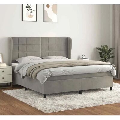 Maisonchic Hellgraues Sammet-Doppelbett - Bett Maisonchic Hellgraues Sammet-Doppelbett - Bett