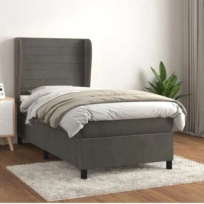 MAISONCHIC Dunkelgraues Samtbetttbett - Boxspring für Erwachsene mit Matratze MAISONCHIC Dunkelgraues Samtbetttbett - Boxspring für Erwachsene mit Matratze