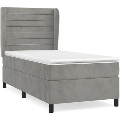 vidaXL Bett - Hellgrau Samtvel 140x200cm Verstellbares Kopfteil vidaXL Bett - Hellgrau Samtvel 140x200cm Verstellbares Kopfteil