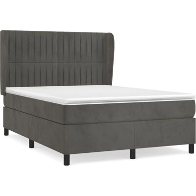 VidaXL Bett mit Verstellbarem Kopfteil - Taschenfederkernmatratze - Samt - 140x190 cm VidaXL Bett mit Verstellbarem Kopfteil - Taschenfederkernmatratze - Samt - 140x190 cm