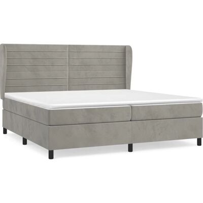 vidaXL Hellgraues Samt-Boxspringbett - Bett vidaXL Hellgraues Samt-Boxspringbett - Bett