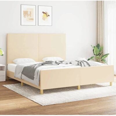 vidaXL Cremfarbener Stoffbett mit Kopfteil - Bettart vidaXL Cremfarbener Stoffbett mit Kopfteil - Bettart