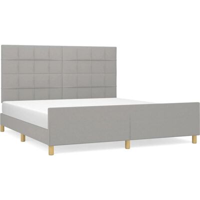 vidaXL Bettgestell mit Kopfteil - 180x200 cm, Hellgrau vidaXL Bettgestell mit Kopfteil - 180x200 cm, Hellgrau