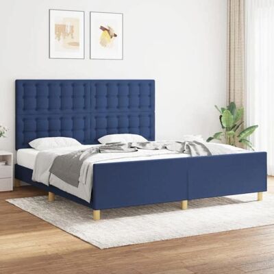 vidaXL Blauwe Stoffen Bedframe met Verstelbare Hoofdbord - Bedframe voor 180x200 cm Matras vidaXL Blauwe Stoffen Bedframe met Verstelbare Hoofdbord - Bedframe voor 180x200 cm Matras