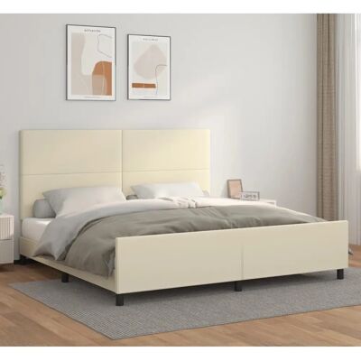 vidaXL Bettrahmen mit Kopfteil Creme 200x200 cm Imitat Leder vidaXL Bettrahmen mit Kopfteil Creme 200x200 cm Imitat Leder