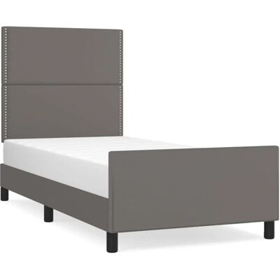 vidaXL Bettgestell - 90x190cm - Grau - Kunstleder vidaXL Bettgestell - 90x190cm - Grau - Kunstleder