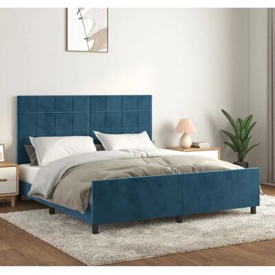 Vidaxl - Bettgestell mit Kopfteil Dunkelblau Samt 160x200 cm Vidaxl - Bettgestell mit Kopfteil Dunkelblau Samt 160x200 cm