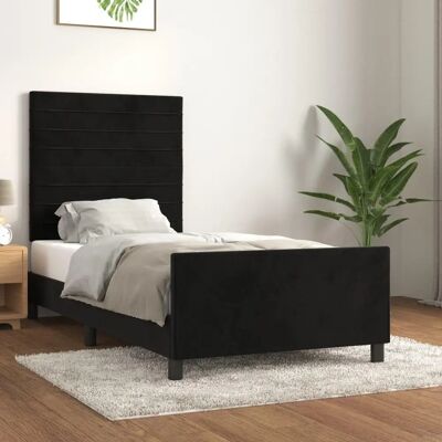 vidaXL Bettrahmen mit gepolstertem Kopfteil - 90x190 cm, Schwarz vidaXL Bettrahmen mit gepolstertem Kopfteil - 90x190 cm, Schwarz