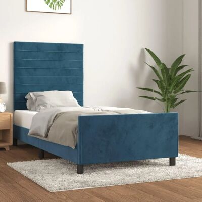 Maisonchic Bettrahmen Dunkelblauer Samt 90x190cm - Bettgestell Maisonchic Bettrahmen Dunkelblauer Samt 90x190cm - Bettgestell