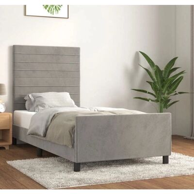 MAISONCHIC Bett Grau Samt Höhenverstellbares Kopfteil - Bett MAISONCHIC Bett Grau Samt Höhenverstellbares Kopfteil - Bett