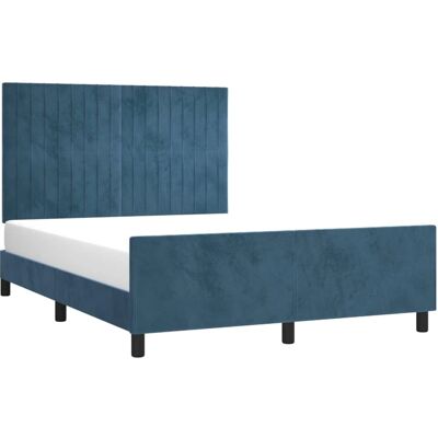 vidaXL Blau Samtbettrahmen - Unterstützung & Verstellbares Kopfteil - 140x200cm vidaXL Blau Samtbettrahmen - Unterstützung & Verstellbares Kopfteil - 140x200cm