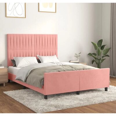 vidaXL Bettgestell mit rosa Samt-Kopfteil - Bettgestell vidaXL Bettgestell mit rosa Samt-Kopfteil - Bettgestell