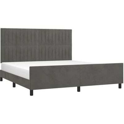vidaXL Donkergrijs Fluwelen Bedframe - Volwassen, 160x200 cm, Verstelbaar hoofdbord vidaXL Donkergrijs Fluwelen Bedframe - Volwassen, 160x200 cm, Verstelbaar hoofdbord