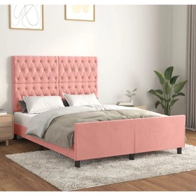 vidaXL Rosa Samt Bettgestell 140x200 cm - Bettgestell vidaXL Rosa Samt Bettgestell 140x200 cm - Bettgestell