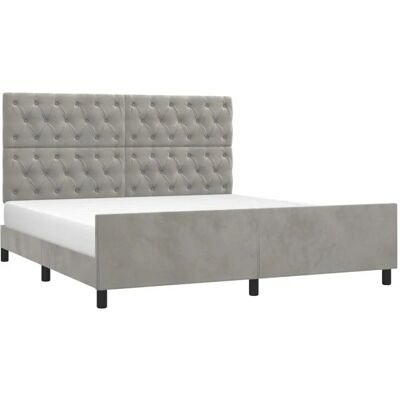 Structure de Lit Velours Gris Clair 160x200 vidaXL - Lit Structure de Lit Velours Gris Clair 160x200 vidaXL - Lit