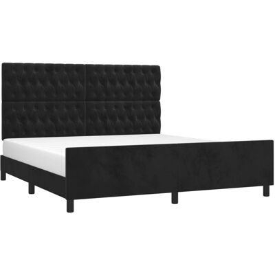 vidaXL Bettgestell mit Kopfteil - Schwarz - 180x200 cm vidaXL Bettgestell mit Kopfteil - Schwarz - 180x200 cm