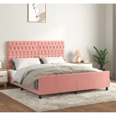 vidaXL Rosafarbenes Samt Bettgestell 180x200cm vidaXL Rosafarbenes Samt Bettgestell 180x200cm